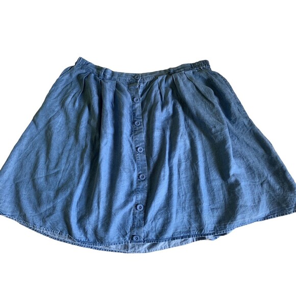 ModCloth Dresses & Skirts - Modcloth Womens Plus 2X Pleated Chambray Skirt Button Down Pockets Summer Beach